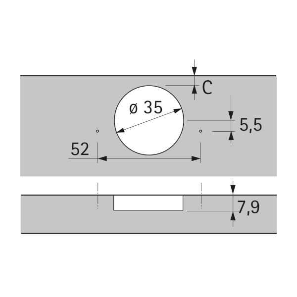 Sensys Push Polukoleno za debljinu vrata od 10 do16 mm